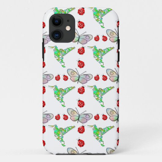 Custom Butterfly, Hummingbird und Ladybug Pattern Case-Mate iPhone Hülle (Rückseite)