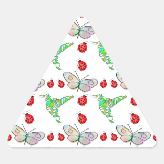 Custom Butterfly, Hummingbird und Ladybug Pattern Dreieckiger Aufkleber (Vorderseite)