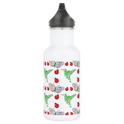 Custom Butterfly, Hummingbird und Ladybug Pattern Edelstahlflasche (Rechts)