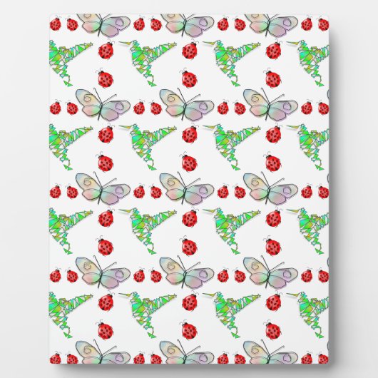 Custom Butterfly, Hummingbird und Ladybug Pattern Fotoplatte (Vorderseite)