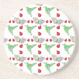 Custom Butterfly, Hummingbird und Ladybug Pattern Getränkeuntersetzer