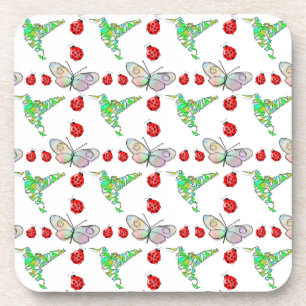 Custom Butterfly, Hummingbird und Ladybug Pattern Getränkeuntersetzer