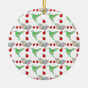 Custom Butterfly, Hummingbird und Ladybug Pattern Keramik Ornament