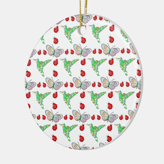 Custom Butterfly, Hummingbird und Ladybug Pattern Keramik Ornament (Links)