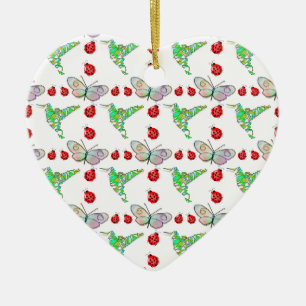 Custom Butterfly, Hummingbird und Ladybug Pattern Keramikornament