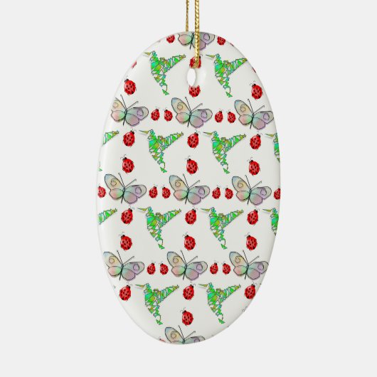 Custom Butterfly, Hummingbird und Ladybug Pattern Keramikornament (Rechts)