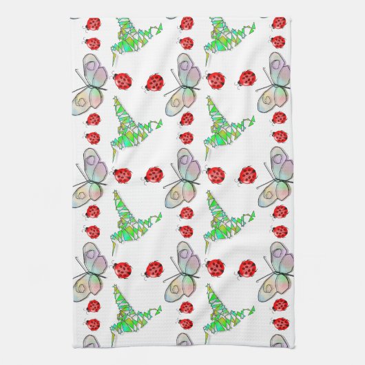 Custom Butterfly, Hummingbird und Ladybug Pattern Küchentuch (Vertikal)