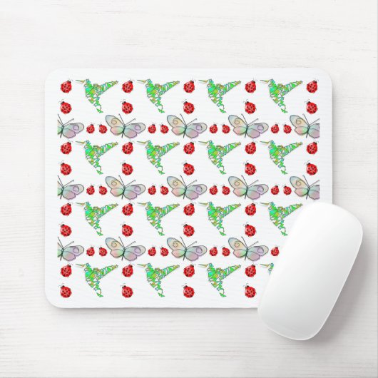 Custom Butterfly, Hummingbird und Ladybug Pattern Mousepad (Mit Mouse)
