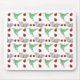 Custom Butterfly, Hummingbird und Ladybug Pattern Mousepad