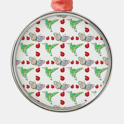 Custom Butterfly, Hummingbird und Ladybug Pattern Ornament Aus Metall (Vorne)