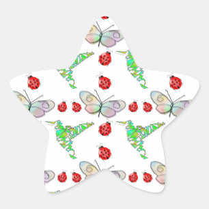 Custom Butterfly, Hummingbird und Ladybug Pattern Stern-Aufkleber