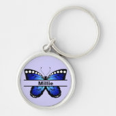 Custom Butterfly Name Keychain Gift for Her Schlüsselanhänger (Vorne)