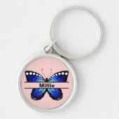 Custom Butterfly Name Keychain Gift for Her Schlüsselanhänger (Vorne)