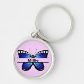 Custom Butterfly Name Keychain Gift for Her Schlüsselanhänger (Vorne)
