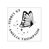 Custom Butterfly & Stars Round Ex Libris Buchzeich Gummistempel (Prägung)