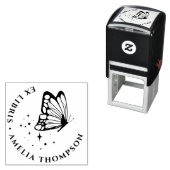 Custom Butterfly & Stars Round Ex Libris Buchzeich Permastempel (Beispiel)
