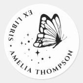 Custom Butterfly & Stars Round Ex Libris Buchzeich Runder Aufkleber (Vorderseite)