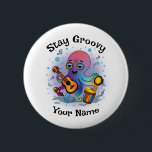 Custom Button | Retro Octopus | Name & Text<br><div class="desc">✨ Add groovy retro vibes to your outfit with this custom octopus button!
🖊️ Customize the top phrase   add any name for a fun,  one-of-a-kind gift.
📌 Perfect for backpacks,  jackets,  tote bags,  and party favors.
🎁 Great for birthdays,  holidays,  and personalized surprises.</div>