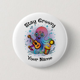 Custom Button | Retro Octopus | Name & Text