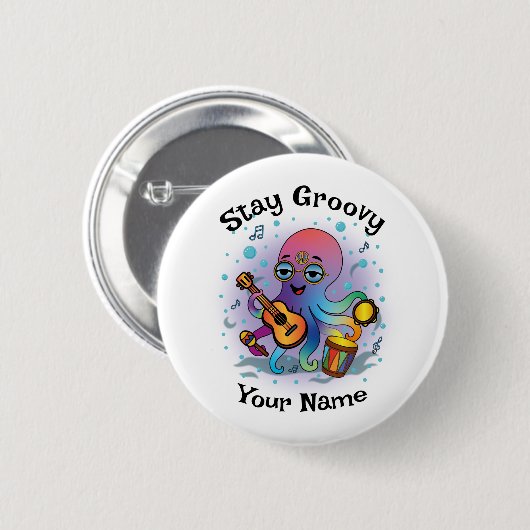 Custom Button | Retro Octopus | Name & Text (Vorne & Hinten)