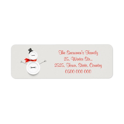 Custom Button Snowman Return Address Label (Vorne)