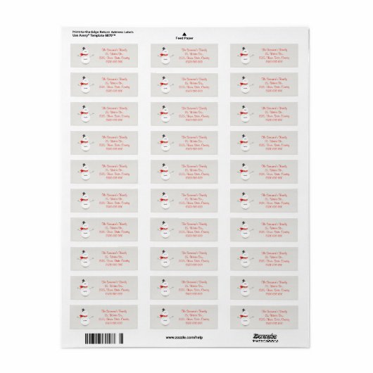 Custom Button Snowman Return Address Label (Vorne)