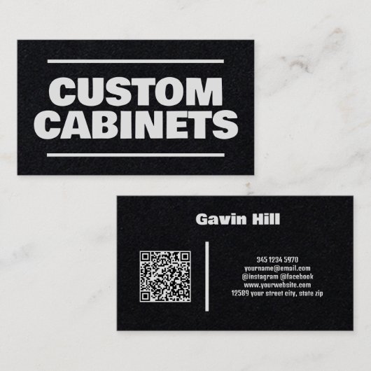 Custom Cabinets QR Premium Visitenkarte (Vorne/Hinten)