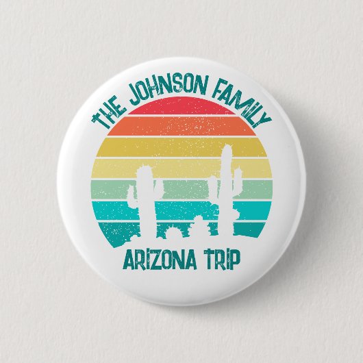 Custom Cactus Sunset Arizona Wüstenreise Button (Vorderseite)