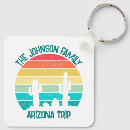 Custom Cactus Sunset Arizona Wüstenreise Schlüsselanhänger (Rückseite)