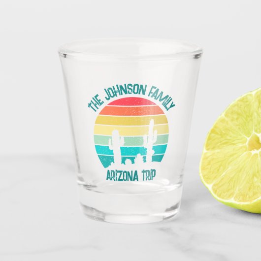 Custom Cactus Sunset Arizona Wüstenreise Schnapsglas (Vorderseite)