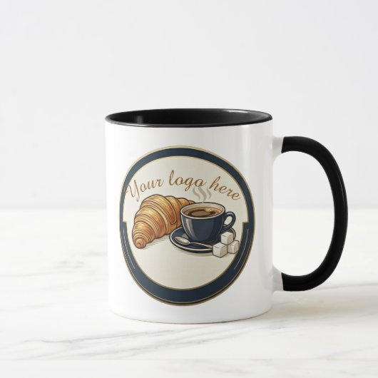Custom Cafe Croissant Logo  Tasse (Rechts)