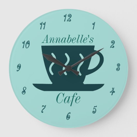 Custom Café oder Diner Coffee Shop Große Wanduhr (Vorderseite)
