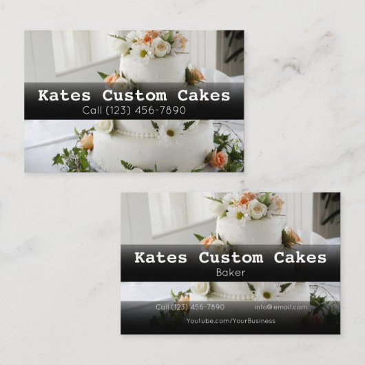 Custom Cake Baker Birthday Business Company Geschä Visitenkarte (Vorne/Hinten)