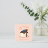 Custom Cake Bakery Business Card with QR Code Quadratische Visitenkarte (Stehend Vorderseite)