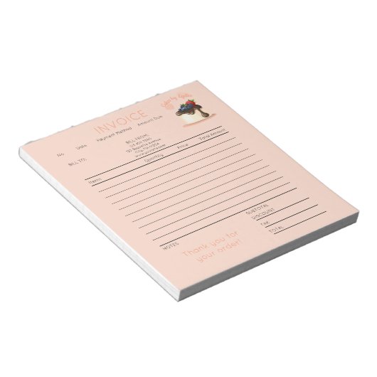 Custom Cake & Bakery Business Invoice Notepad Notizblock (angewinkelt)