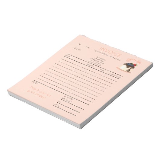 Custom Cake & Bakery Business Invoice Notepad Notizblock (Rotiert)