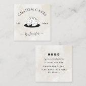 Custom Cake Design Marmor Social Media Elegante Sq Quadratische Visitenkarte (Vorne/Hinten)