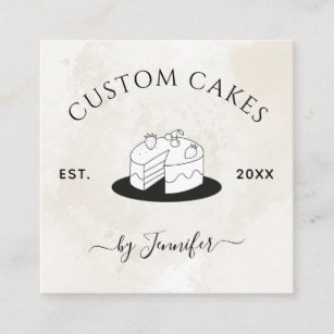 Custom Cake Design Marmor Social Media Elegante Sq Quadratische Visitenkarte