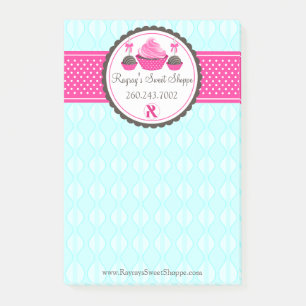 Custom Cake Pops und Cupcake Aqua Pink V1 Post-it Klebezettel