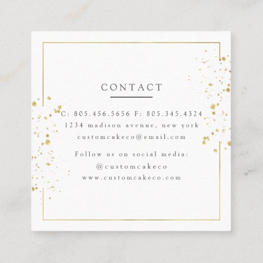 Custom Cakes Bakery Koch Hat Tools Business Card Quadratische Visitenkarte (Rückseite)