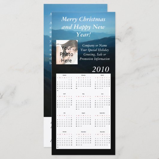 Custom Calendar Rack Card, Weihnachten/Neues Jahr (Vorne/Hinten)