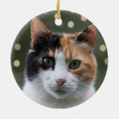 Custom Calico Cat Foto Personalisiert Keramik Ornament (Hinten)