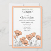 Custom California Poppy Peach Floral Wedding Einladung (Vorderseite)