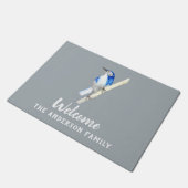 Custom California Scrub Jay Doormat Fußmatte (Schrägansicht)
