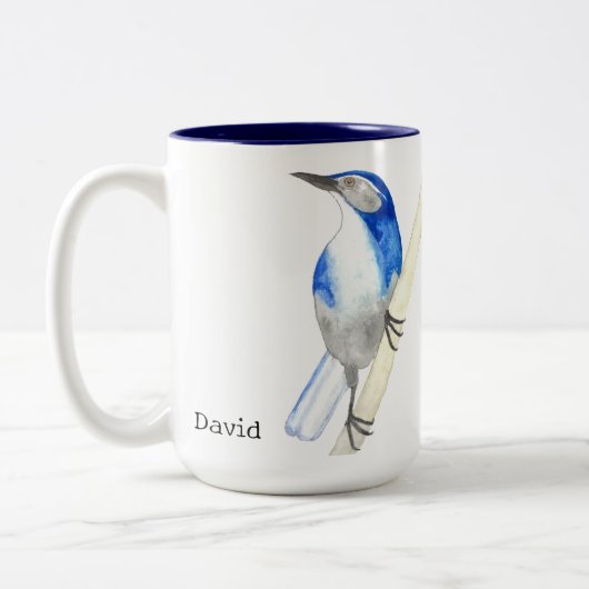 Custom California Scrub Jay Zweifarbige Tasse (Links)
