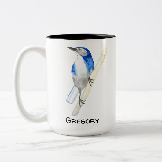 Custom California Scrub Jay Zweifarbige Tasse (Links)