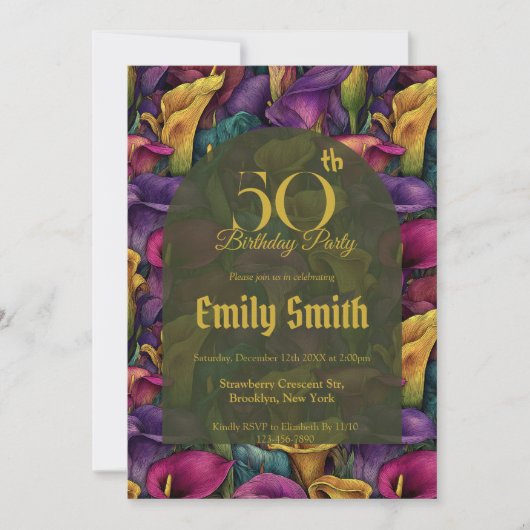 Custom Call Lilies Themed 20Th Birthday Einladung (Vorderseite)