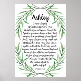 Custom Calligraphy Gebet Poster, Eph. 3:16-19 Poster