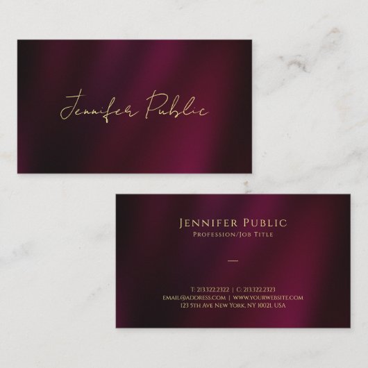 Custom Calligraphy Gold Text Script Luxe Glossy Visitenkarte (Vorne/Hinten)