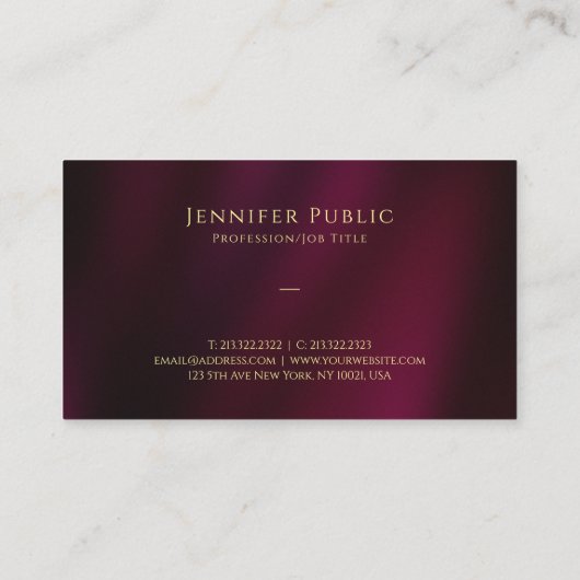 Custom Calligraphy Gold Text Script Luxe Glossy Visitenkarte (Rückseite)